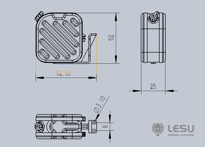 LESU Air Discharge Metal Box Urea Tank ToolBox DIY Spare Part Suitable for 1/14 R620 R470 RC Tractor Truck Vehicle Cars