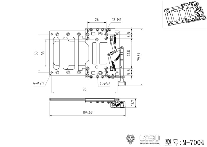 LESU Metal Movable Fifth Wheel Traction Base for 1/14 Scale Remote Controlled Model Tractor Truck Trailer Accessories