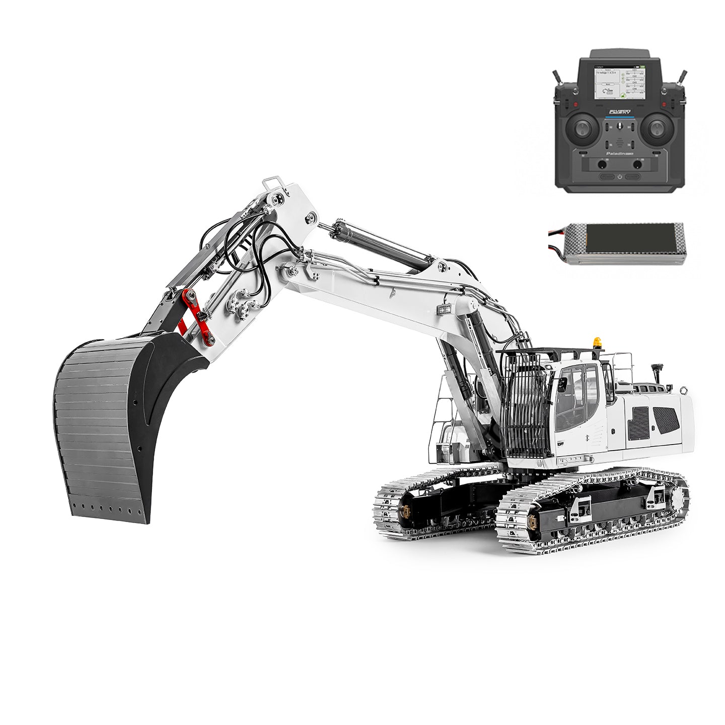 Metal LESU 1/14 RC Hydraulic Excavator 2 Arms LR956 Remote Control Digger Model 4MPA Dual Pumps Light 3S Battery PL18EV LITE