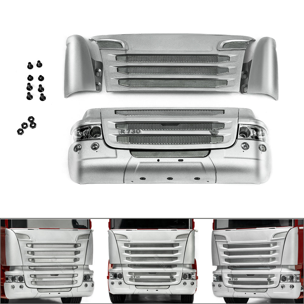 Metal LESU R730 Front Face Net Bumper Sets for R470 R620 1/14 TAMIYA RC Tractor Truck Model