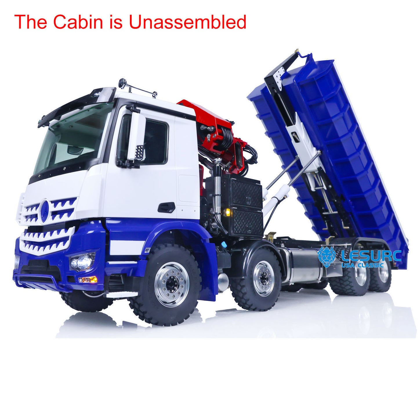 1/14 rc 8x8 metal hydraulic roll off full tipper with hydraulic crane assembled chassis