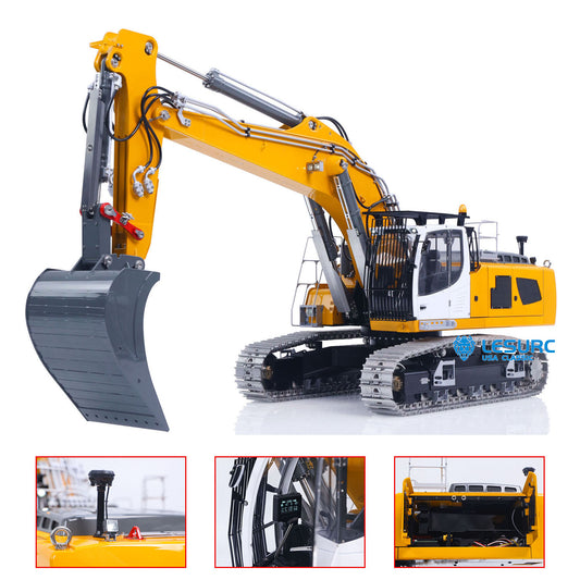 1/14 RC Hydraulic Excavator LR956 Metal Tracks Two Piece Arm Yellow