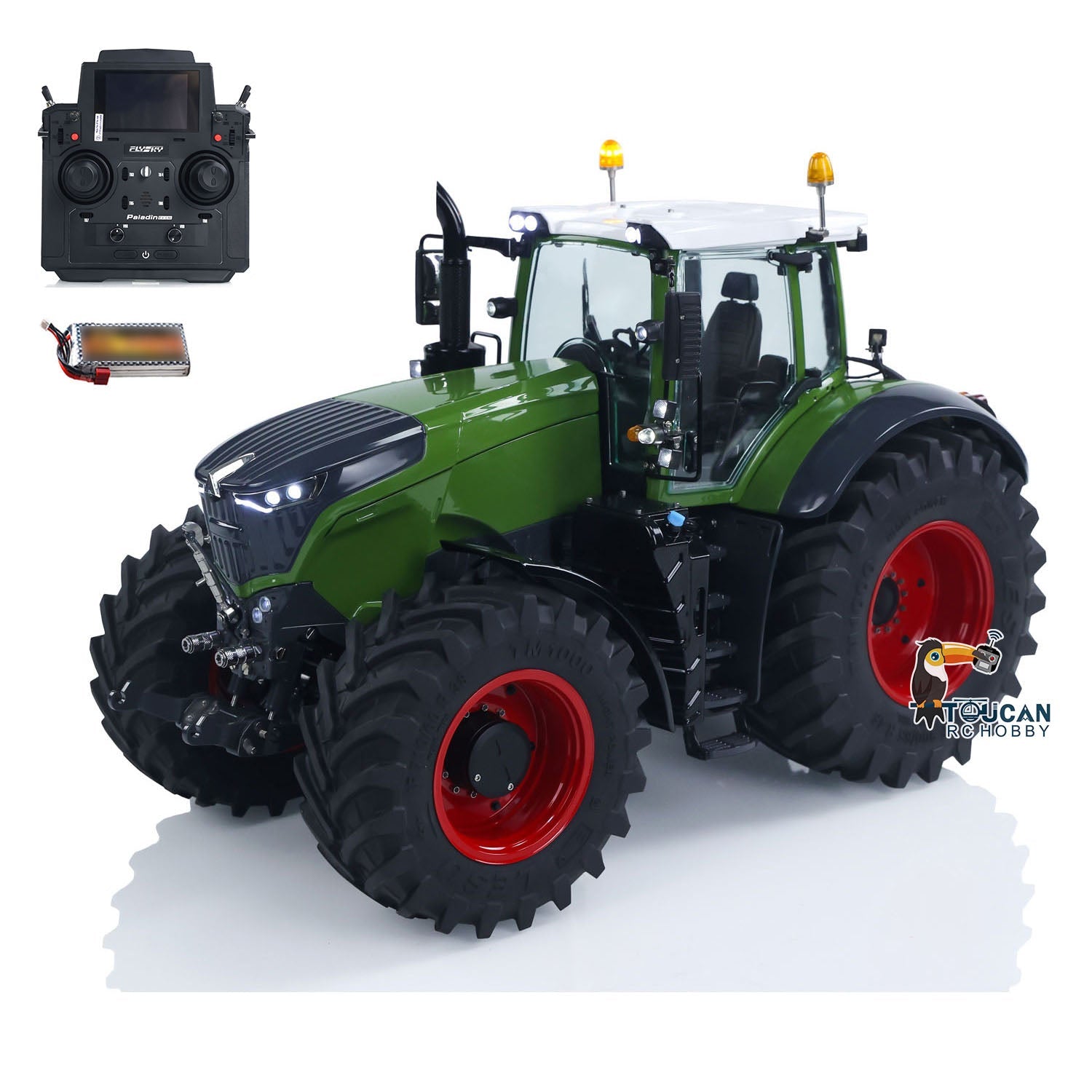 1/14 scale ls metal hydraulic 4x4 rc tractor aoue?1050 pre?painted pre?assembled with motor esc servo light sound module pl18evlite remote control battery green red