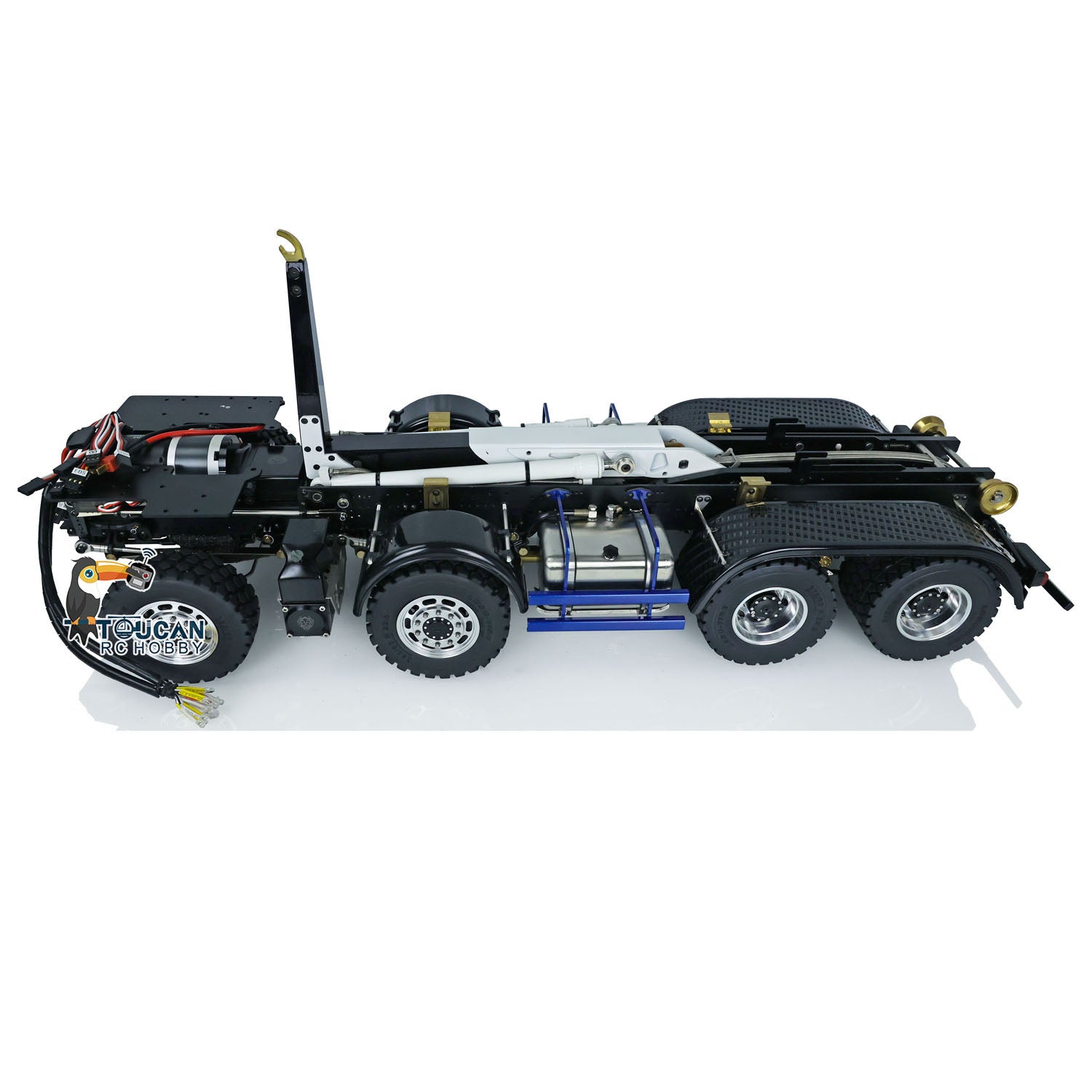 rc 8x8 hydraulic self-discharging truck 1/14 roll-off body shell blue white factory paint