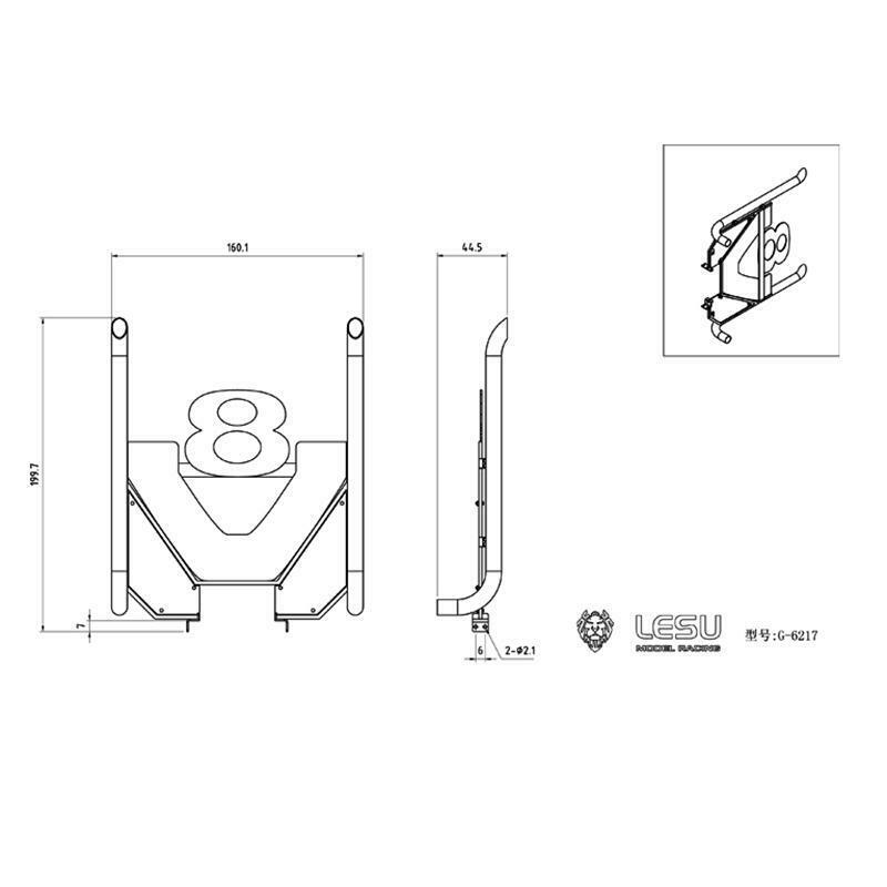 LESU 1/14 Scale Metal Exhaust DIY Upgrade Part Suitable for R470 R620 Radio Controlled Tractor Truck RC Car Vehicle Model