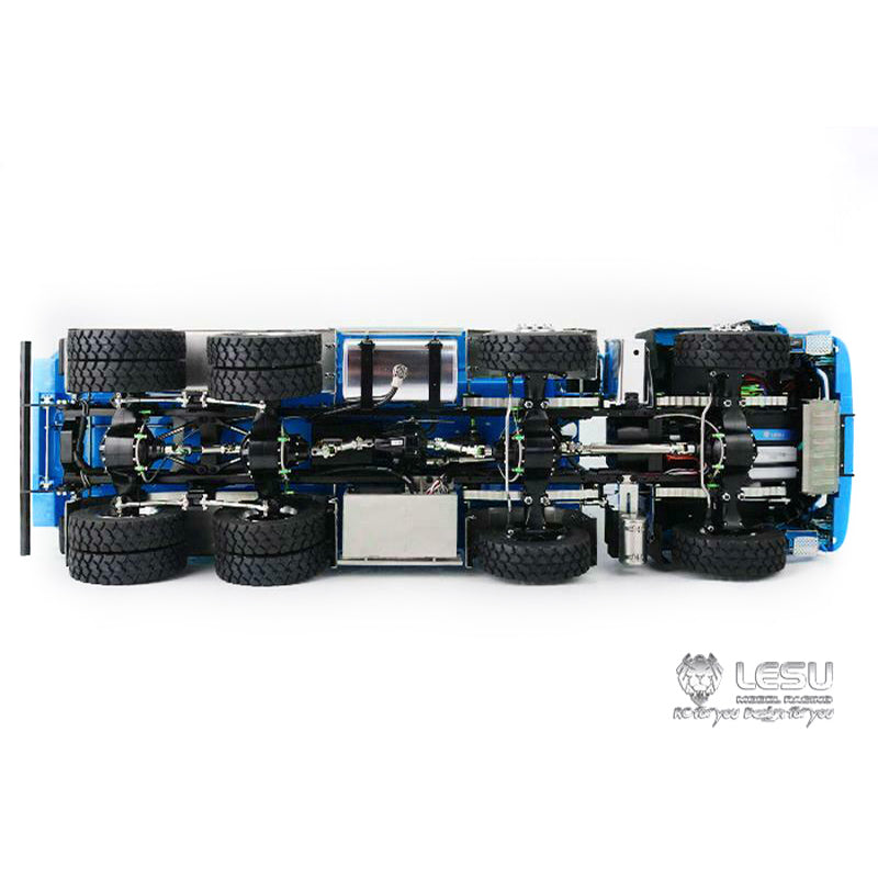 LESU 1/14 8x8 Metal Hydraulic RC Dump Truck Tipper 2 Speed Transmission Axles With Differential Lock FlySky I6S Remote Controller Sound Light System