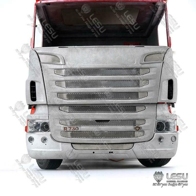 LESU RC Tractor Truck Upgrade Parts Metal Side Spoiler Front Face Net Bumper Set R730 1/14 for Remote Controlled Tractor R470 R620