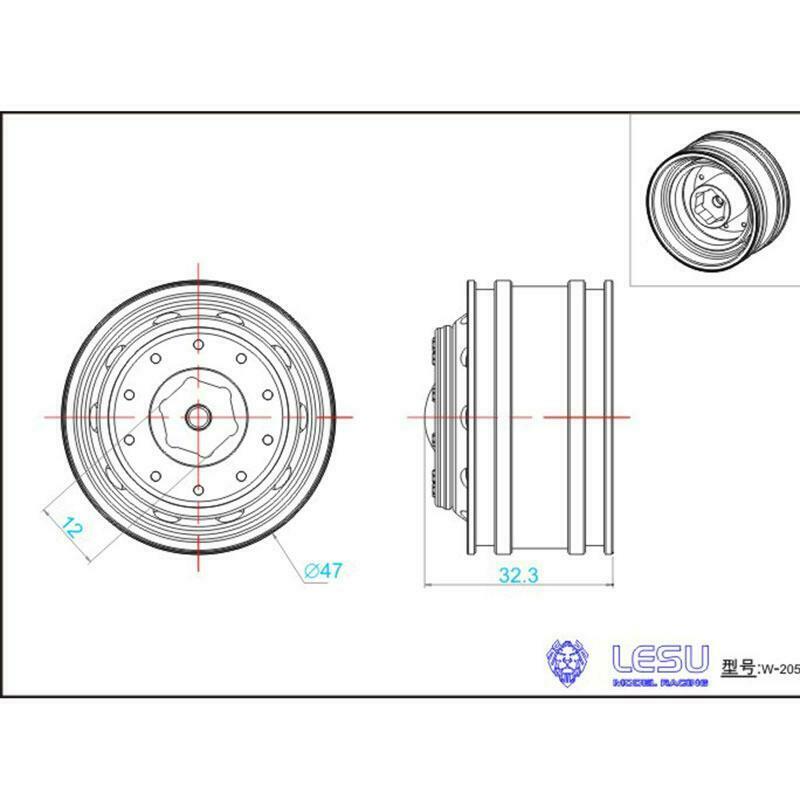 LESU Metal Front Hub Bearing Hexagon Brake Suitable for 1/14 RC DIY American FH12 FH16 Radio Control Tractor Truck Car Part