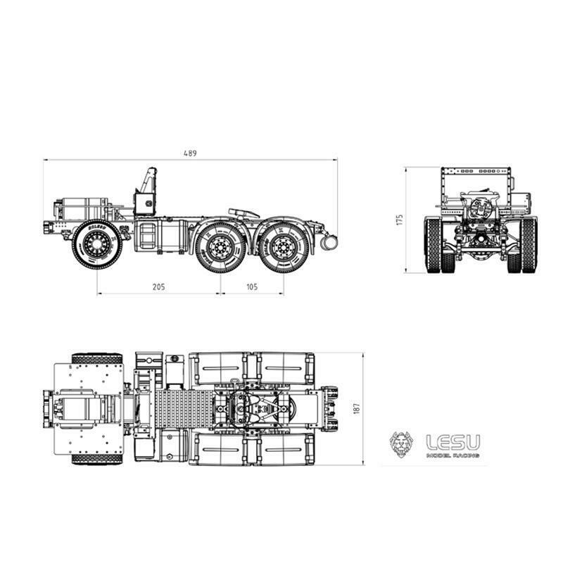 LESU Remote Controlled 1/14 Scale Metal 6*4 Chassis for TGX Tractor Truck Trailer Model DIY W/O Battery Radio Controller