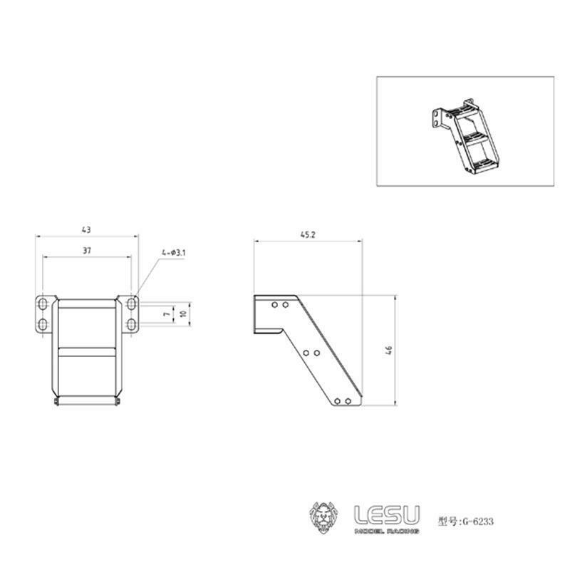 LESU Metal Smoke Exhaust Pipe Elevator Fixed Electronic Wire Rack Spotlight Toolbox for 1/14 FH12 Tractor Truck Radio Control Cars