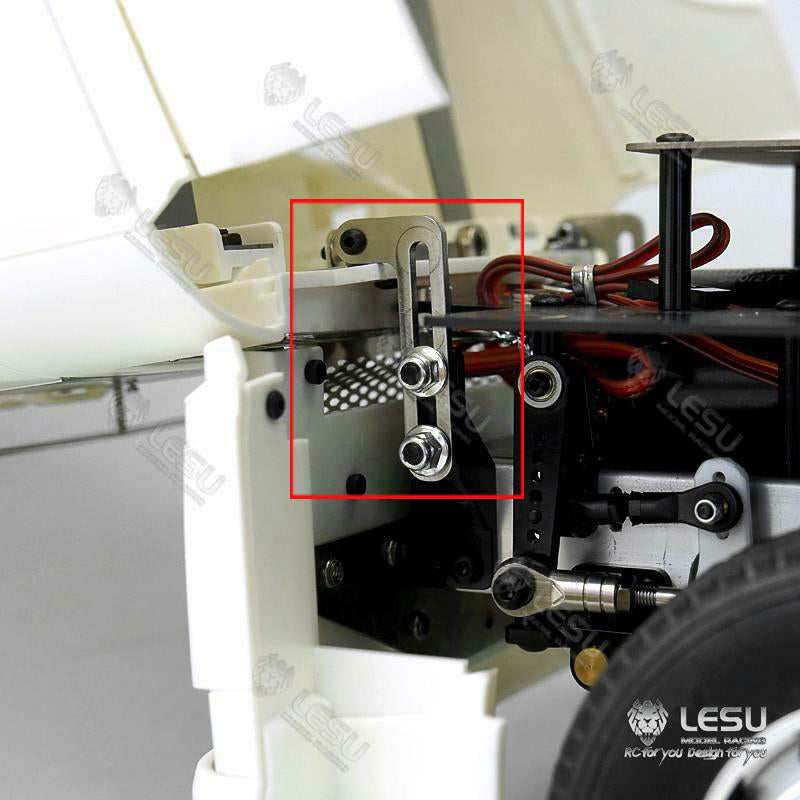 LESU Metal Smoke Exhaust Pipe Elevator Fixed Electronic Wire Rack Spotlight Toolbox for 1/14 FH12 Tractor Truck Radio Control Cars