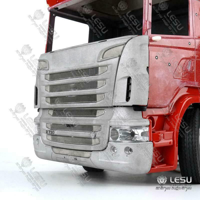 LESU RC Tractor Truck Upgrade Parts Metal Side Spoiler Front Face Net Bumper Set R730 1/14 for Remote Controlled Tractor R470 R620