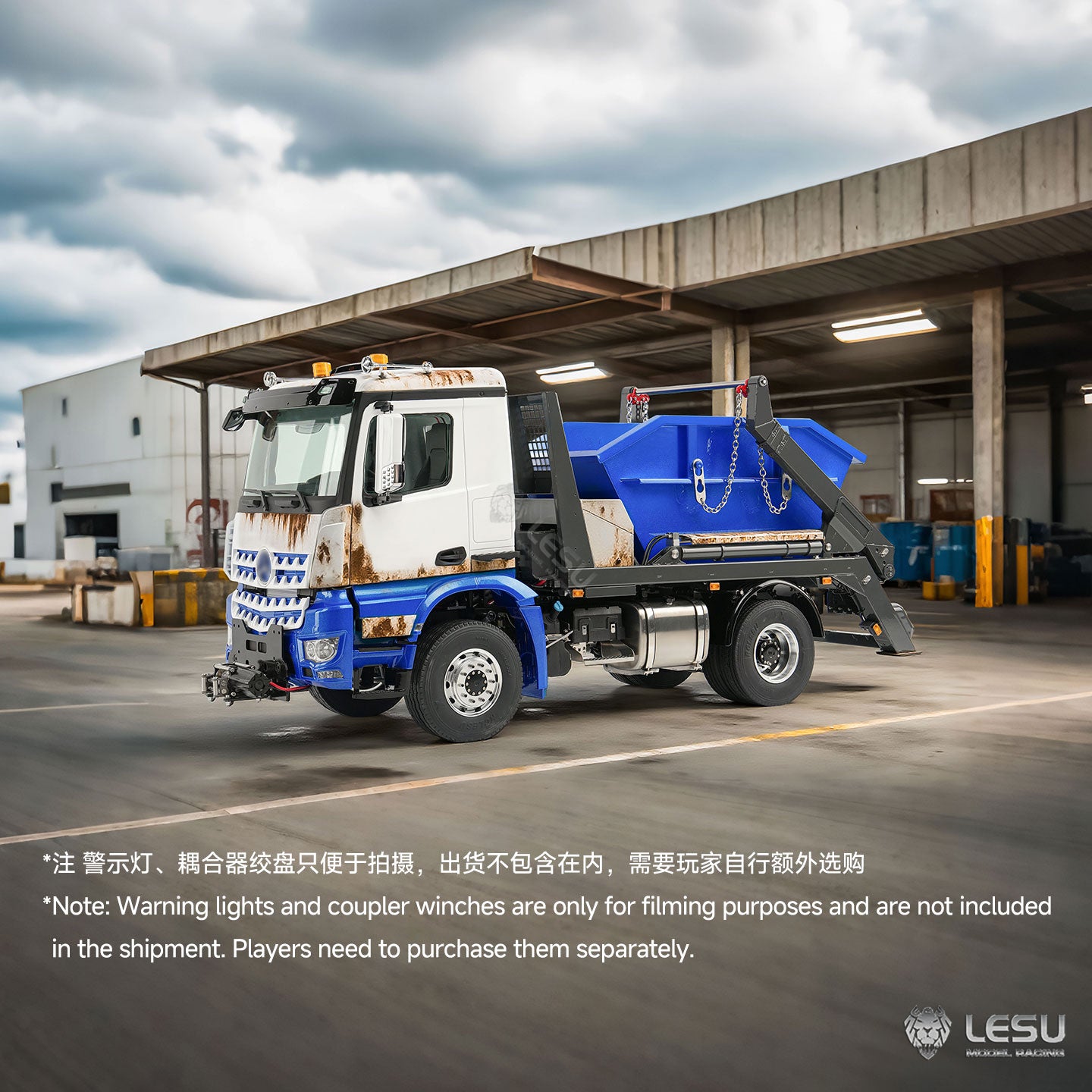 LESU 1/14 4X4 Skip Loader 3Speed 3363 MetalChassisRC Hydraulic Swing Arm Garbage Dump Truck Light Sound Hub Reduction Axle
